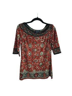 Max Edition Red Paisley Print Tunic Top – Size Small